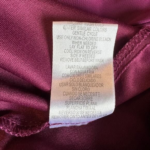 Accidentally in Love Burgundy Chiffon Dress – Size Medium - Picture 6 of 9